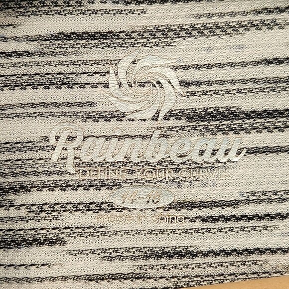 Rainbeau Curves‎ Hooded Tank Top Women's 14-16 Gray/White Striped Drawstring - Picture 5 of 11